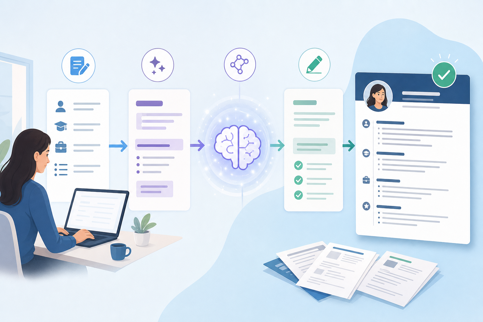 AI-generated editorial illustration for AI Resume Builder