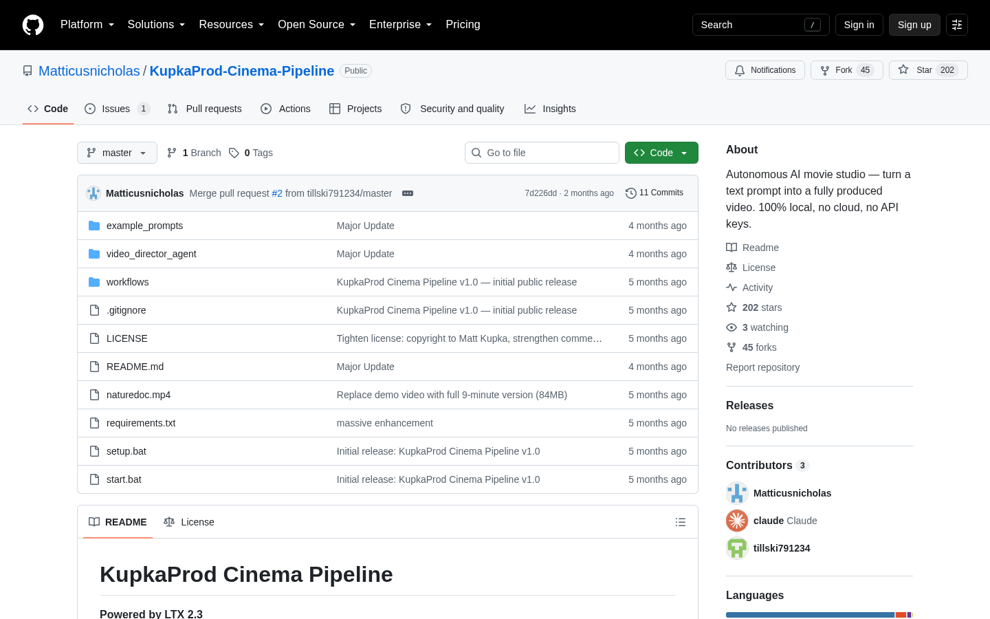 KupkaProd Cinema Pipeline — Project screenshot