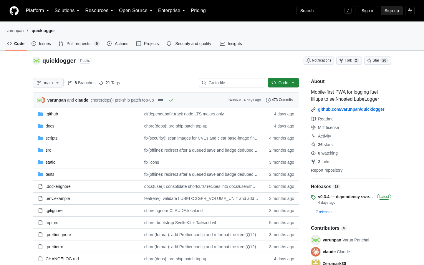 quicklogger — website screenshot
