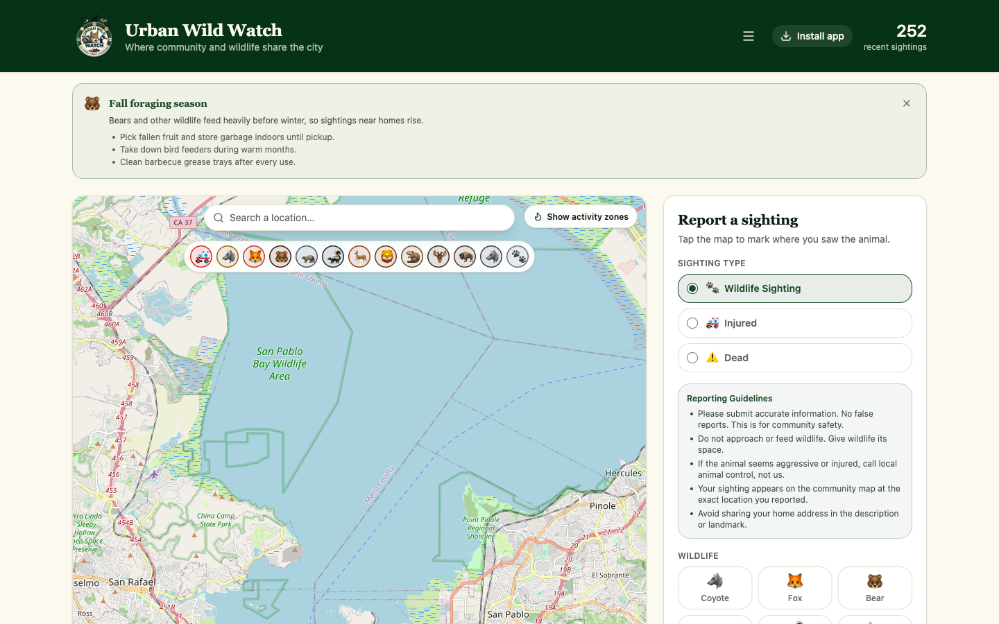 Urban Wild Watch — Project screenshot