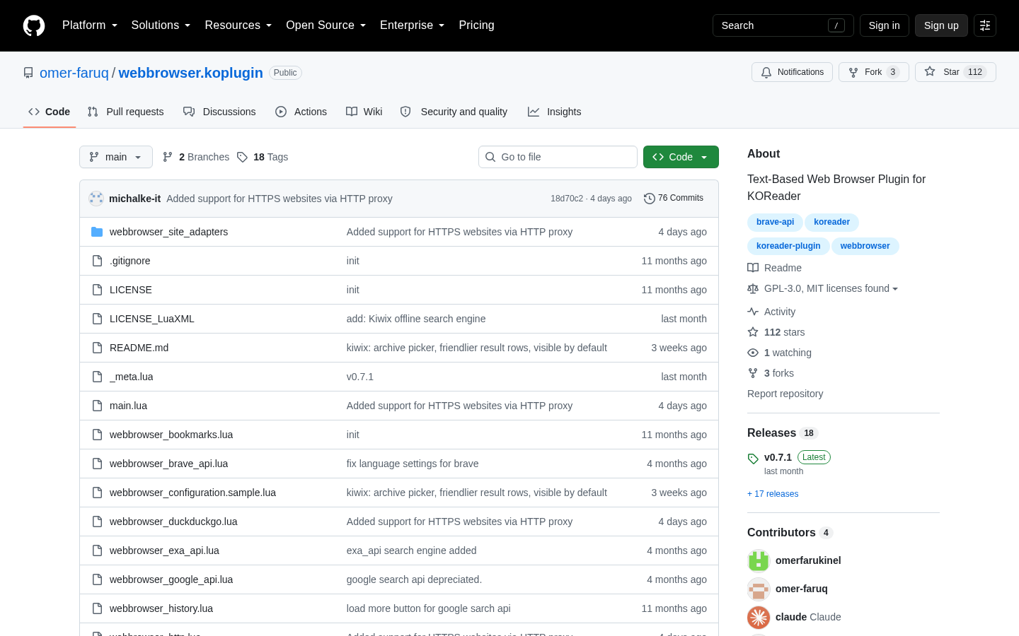 Text-Based Web Browser Plugin for KOReader — Project screenshot
