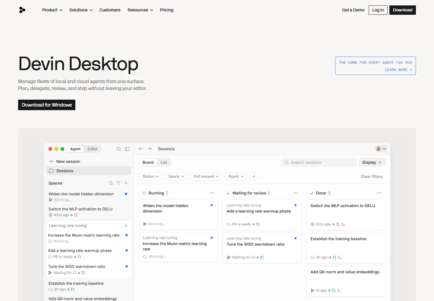 Devin Desktop official website page screenshot
